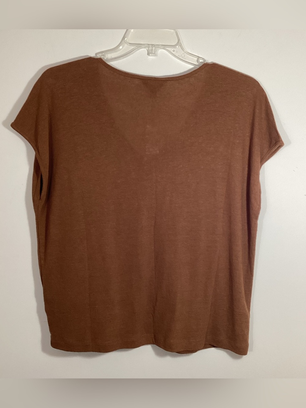 Banana Republic Women L Linen Blend Brown V-Neck Knit Top Lightweight Sweater - Picture 3 of 4